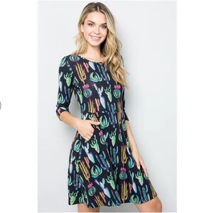 L.A Soul Cactus Print Sweater Dress